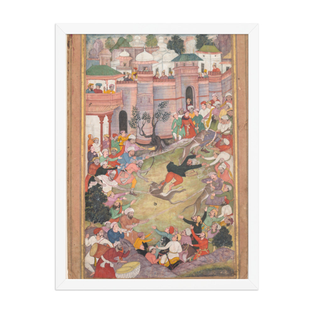 The game of wolf-running in Tabriz, from an Akbar-nama (Book of Akbar) — Restored Indian Court Wall Art — view 5