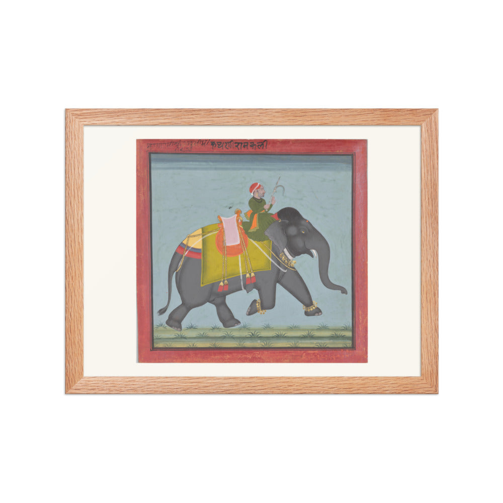 The Royal Elephant Ramkali with a Mahout — Restored Rajput Wall Art — view 4