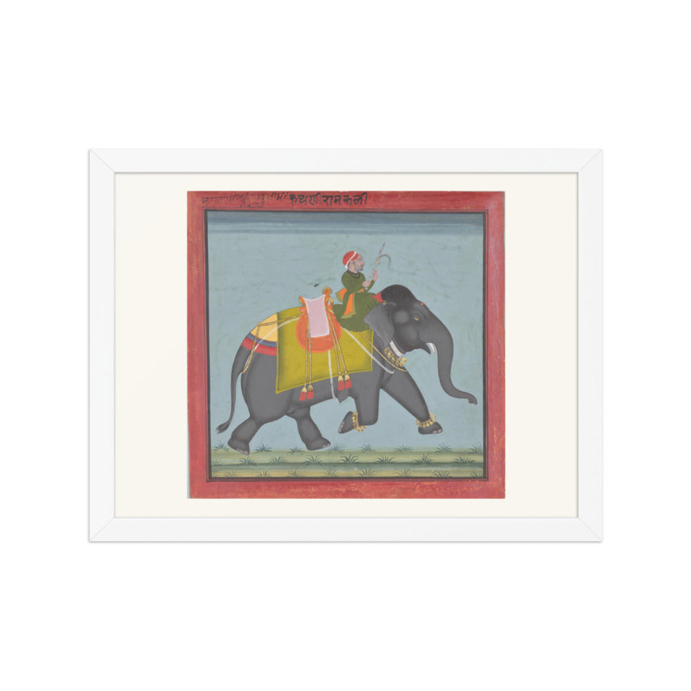 The Royal Elephant Ramkali with a Mahout — Restored Rajput Wall Art — view 6