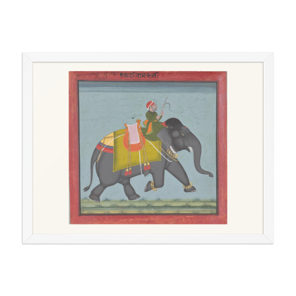 The Royal Elephant Ramkali with a Mahout — Restored Rajput Wall Art — view 5