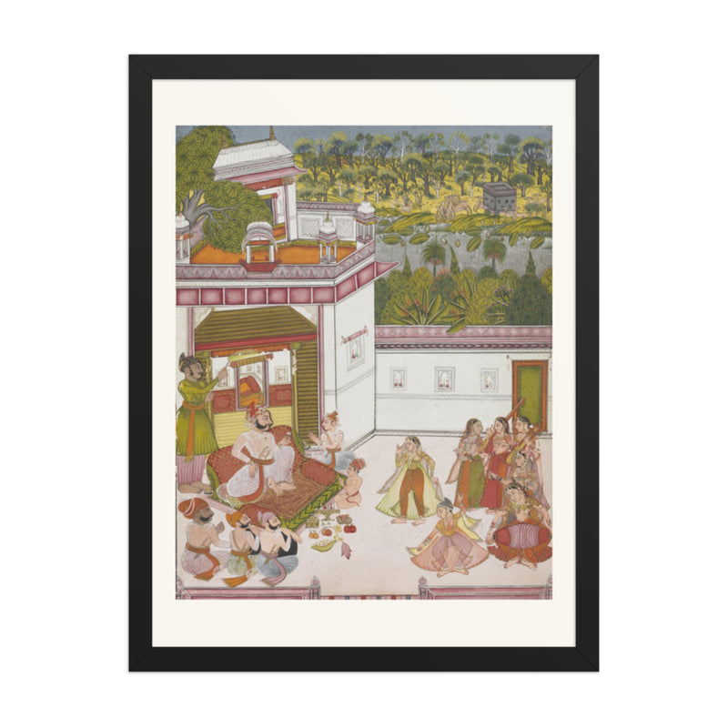 Maharaja of Kotah Listening to Music and Watching Dancers — Restored Rajput Wall Art
