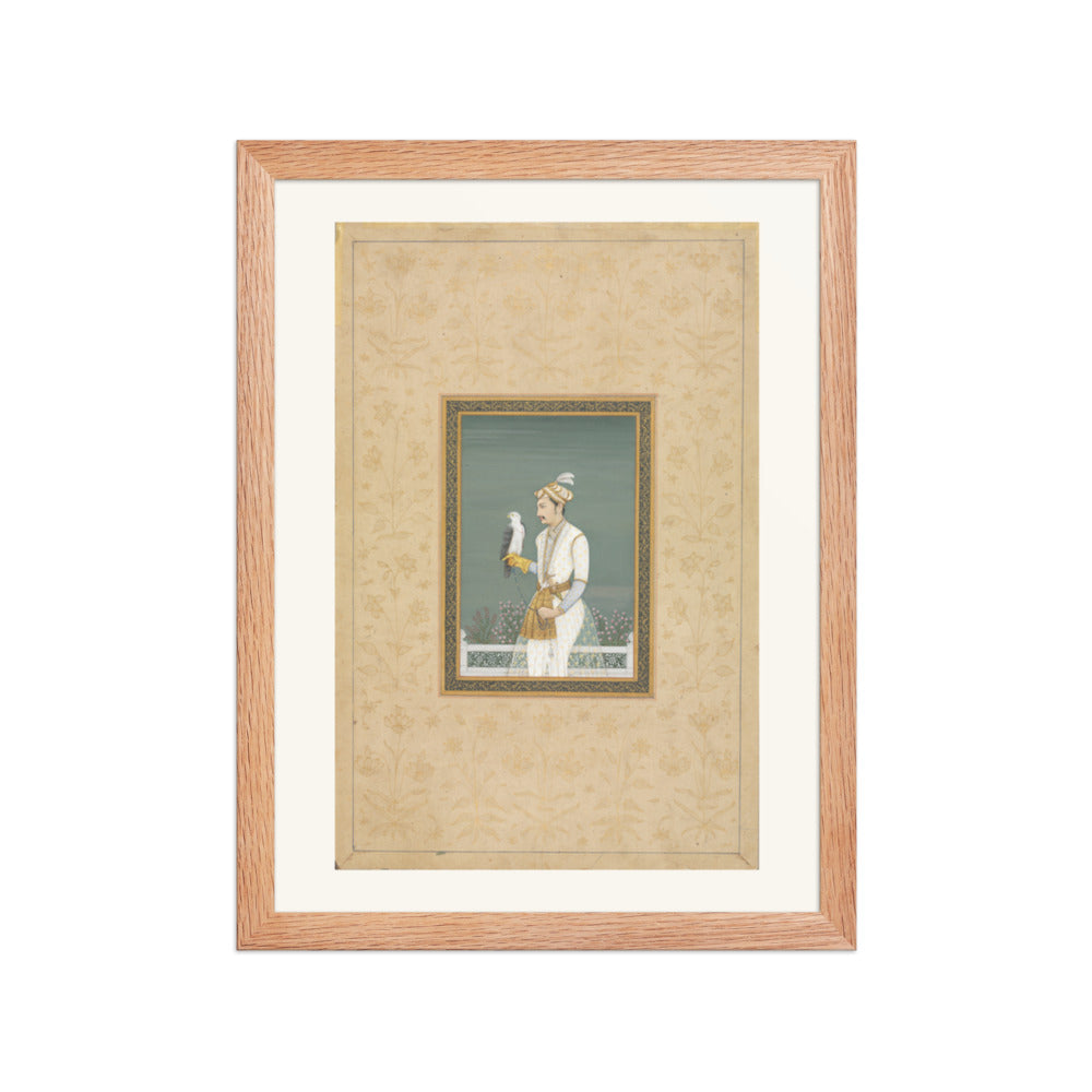 Portrait of a Prince with a Hawk — Restored Mughal Wall Art — view 4