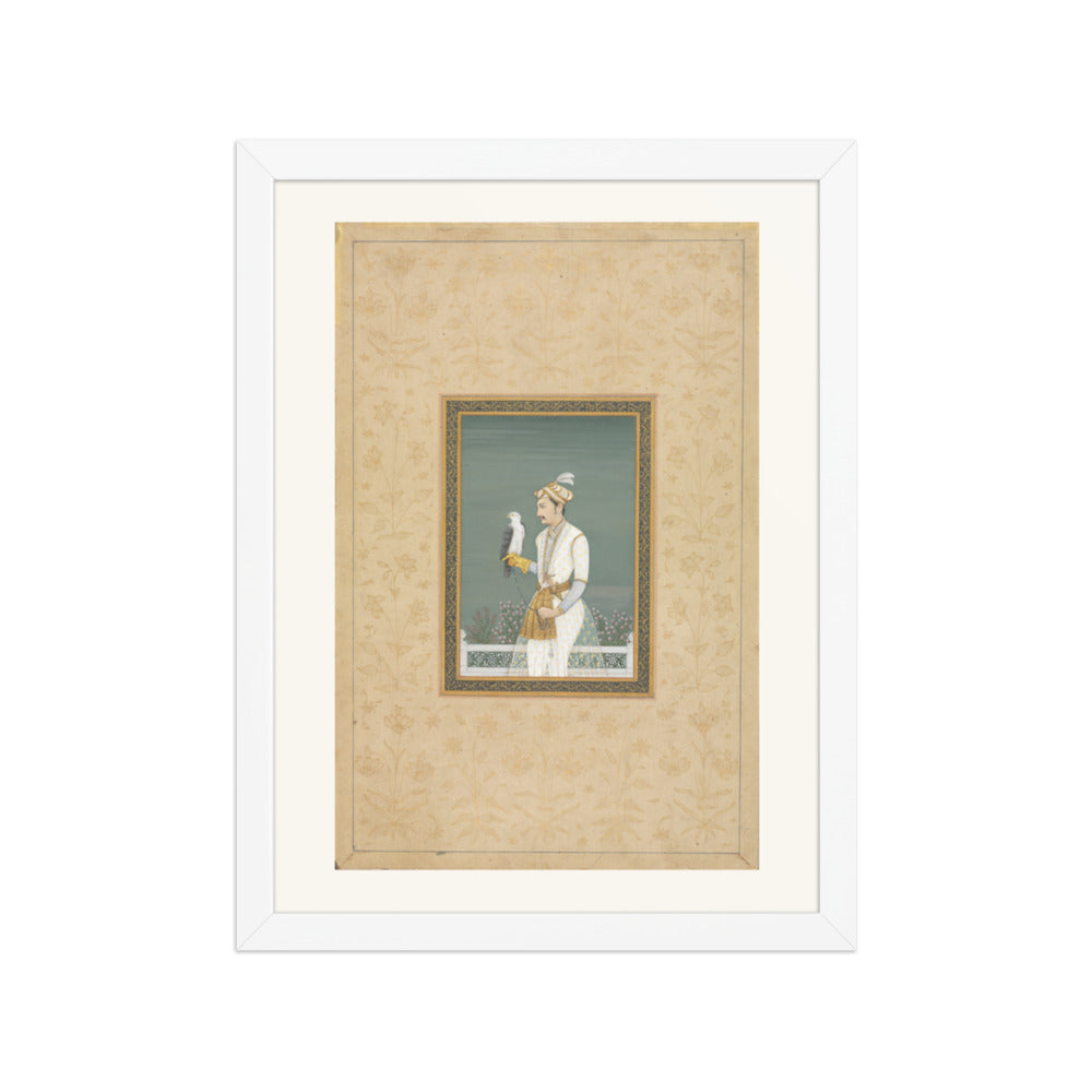 Portrait of a Prince with a Hawk — Restored Mughal Wall Art — view 6