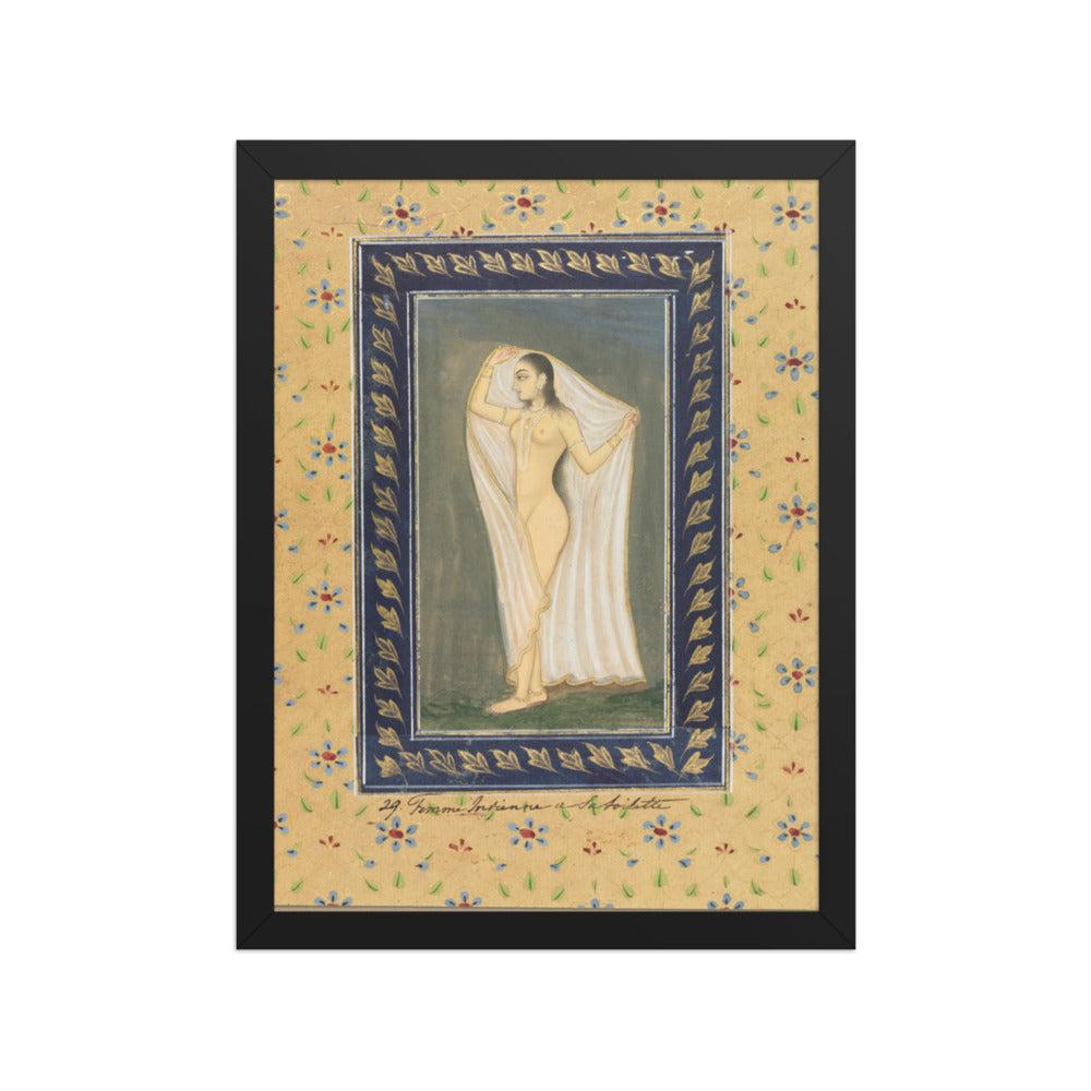 Lady after a Bath — Restored Mughal Wall Art — view 2