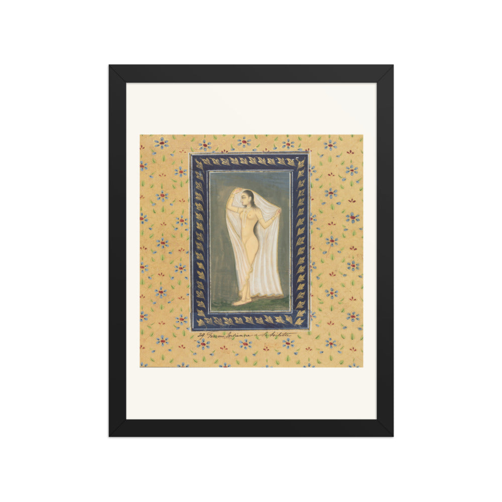 Lady after a Bath — Restored Mughal Wall Art — view 2