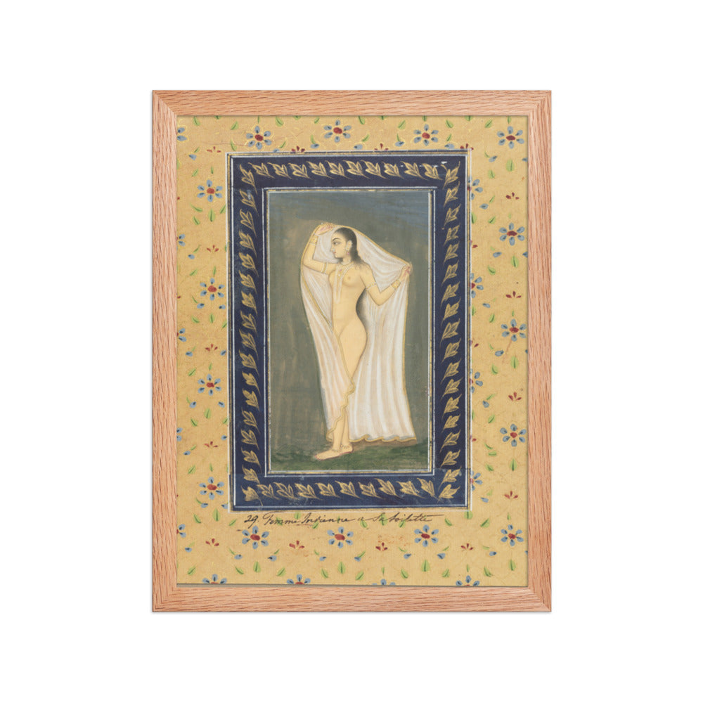 Lady after a Bath — Restored Mughal Wall Art — view 4