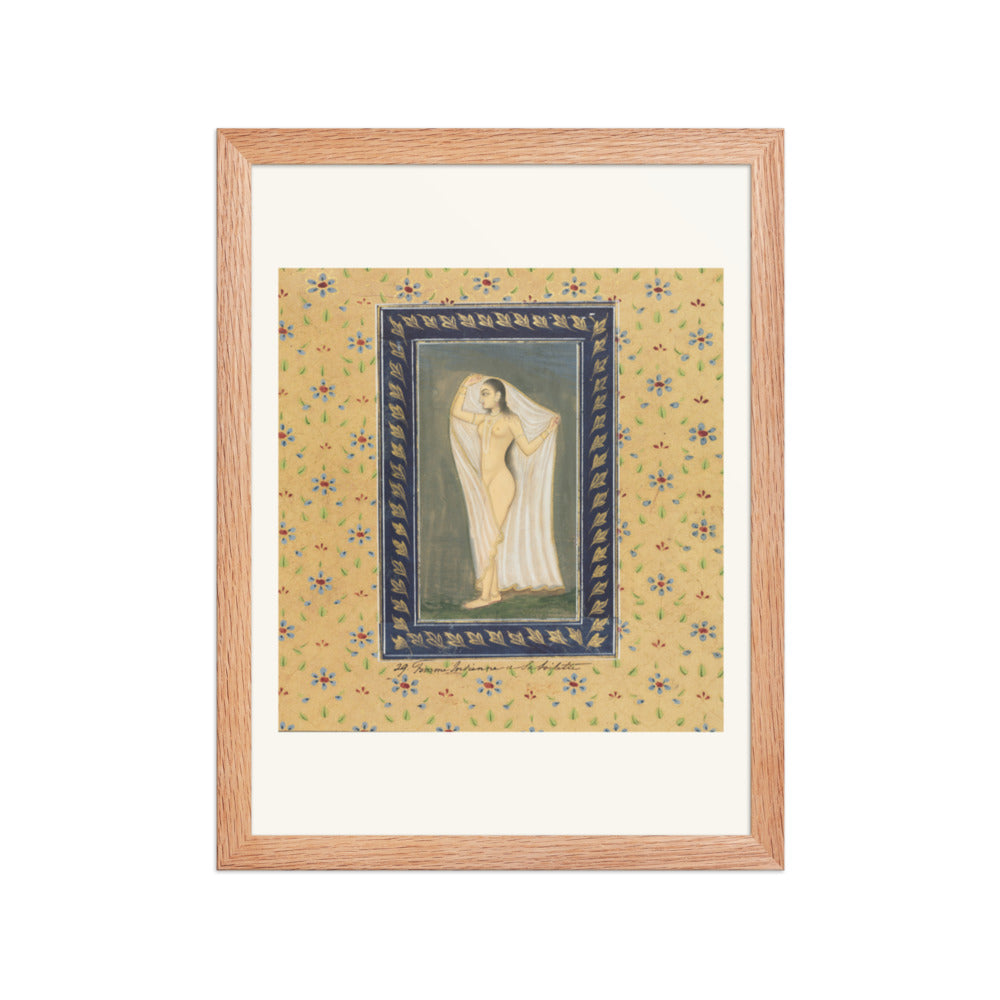 Lady after a Bath — Restored Mughal Wall Art — view 4