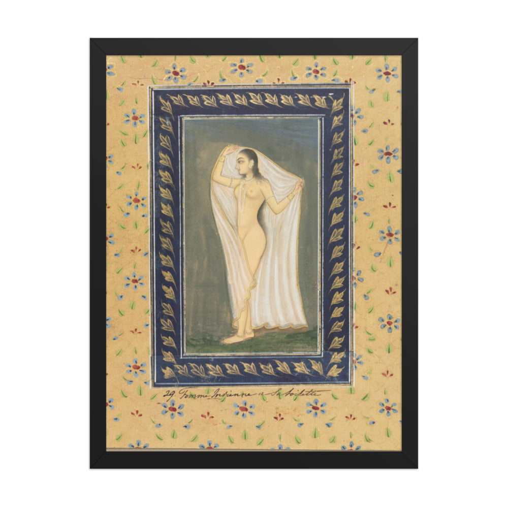 Lady after a Bath — Restored Mughal Wall Art — view 1