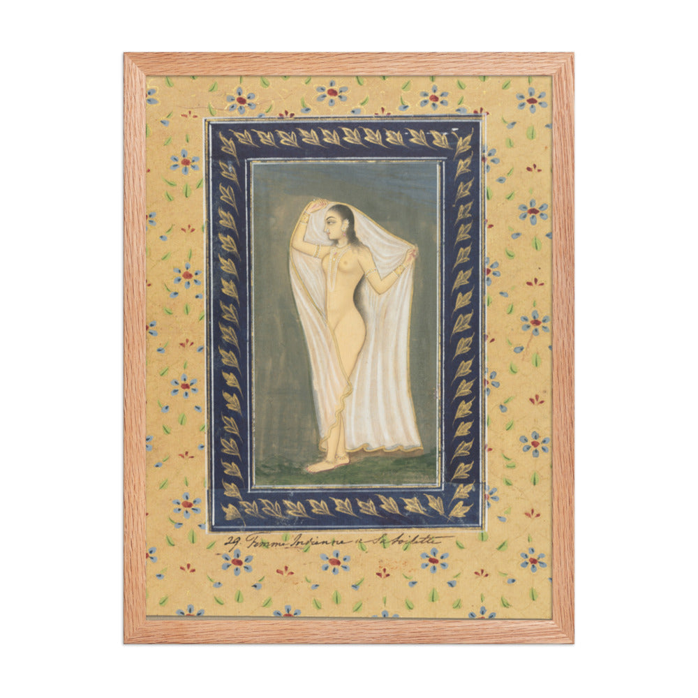 Lady after a Bath — Restored Mughal Wall Art — view 3