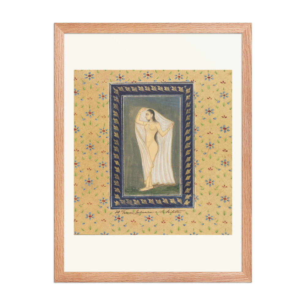 Lady after a Bath — Restored Mughal Wall Art — view 3