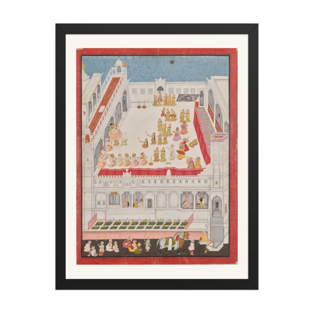 Maharana Jagat Singh Attending the Raslila, by Jai Ram and Jiva — Restored Rajput Wall Art — view 1