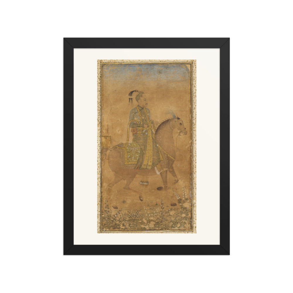 Sultan Abdullah Qutb Shah (1614-74) on Horseback — Restored Indian Court Wall Art — view 2