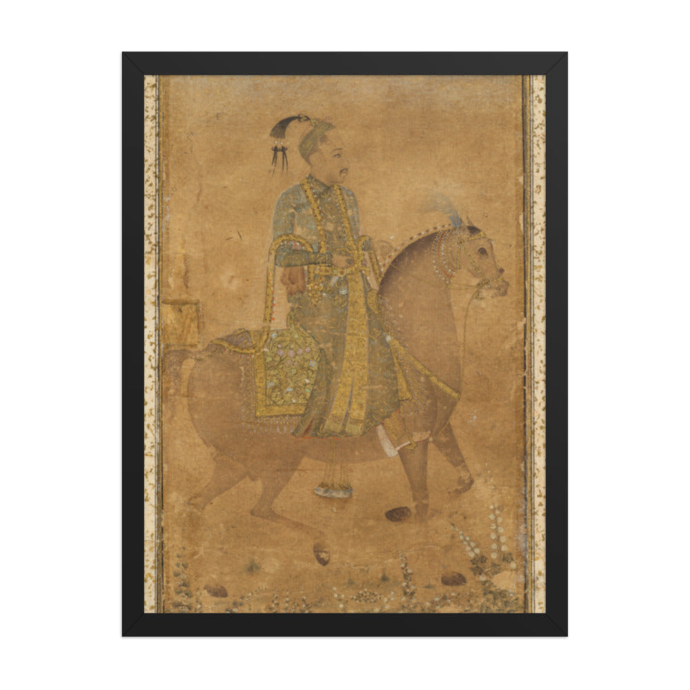 Sultan Abdullah Qutb Shah (1614-74) on Horseback — Restored Indian Court Wall Art — view 1