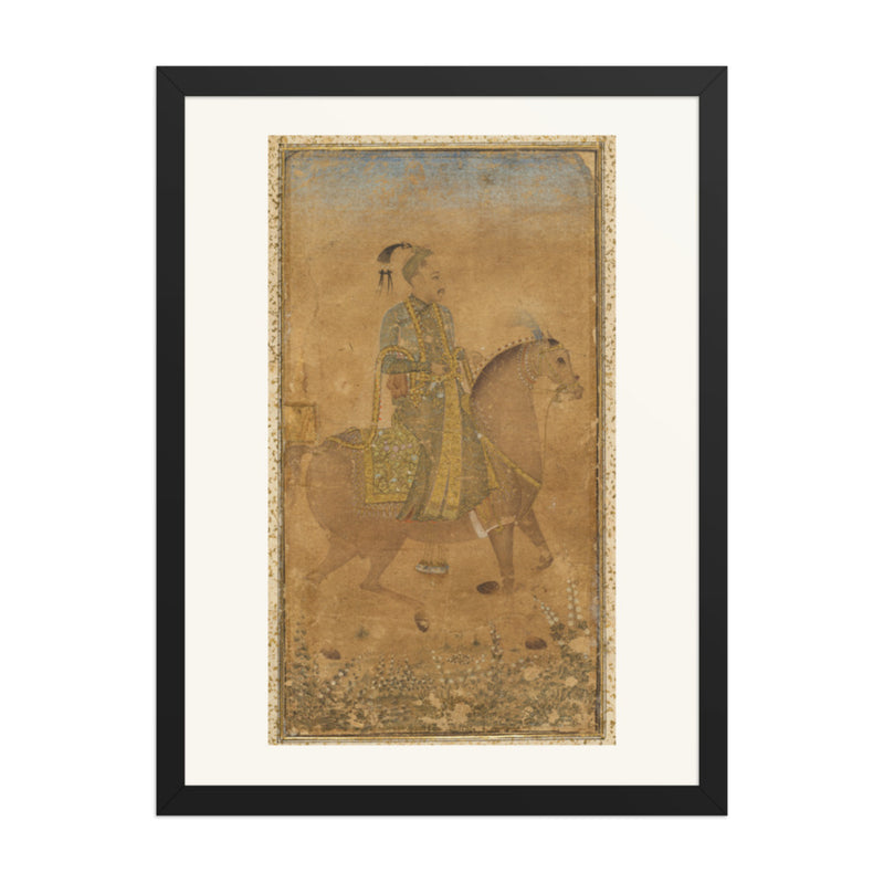 Sultan Abdullah Qutb Shah (1614-74) on Horseback — Restored Indian Court Wall Art
