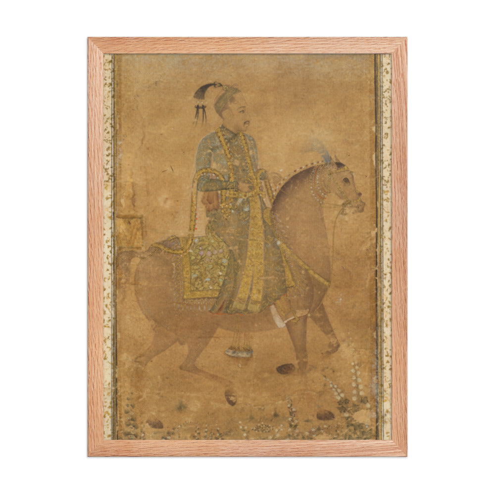 Sultan Abdullah Qutb Shah (1614-74) on Horseback — Restored Indian Court Wall Art — view 3