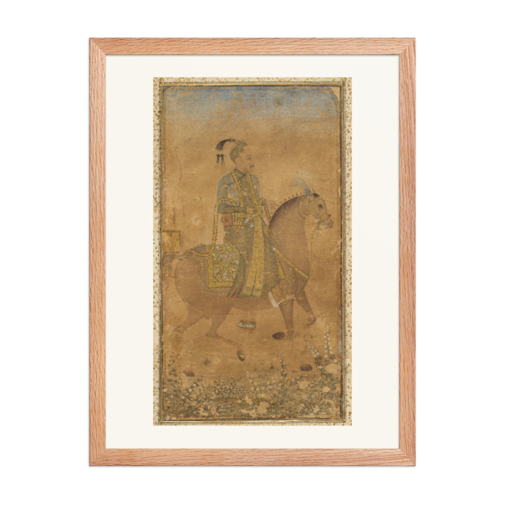 Sultan Abdullah Qutb Shah (1614-74) on Horseback — Restored Indian Court Wall Art — view 3