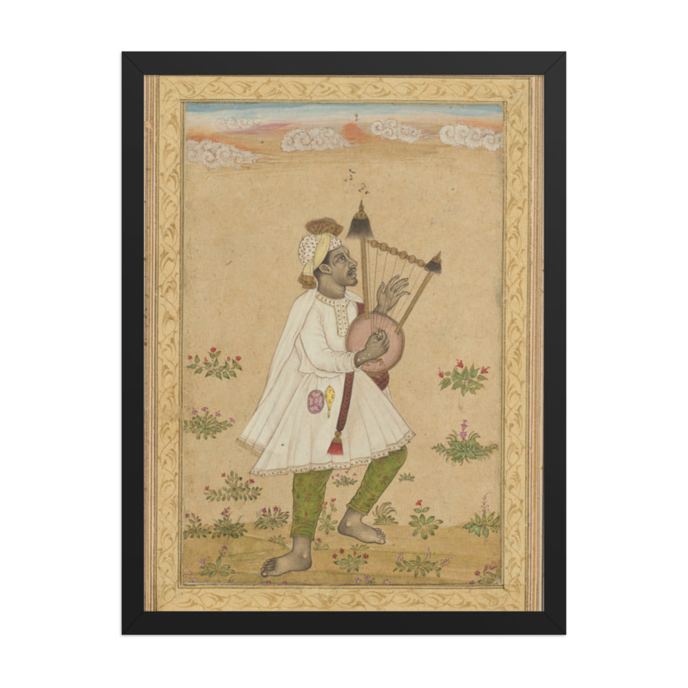 An African Lyre Player — Restored Deccan Wall Art — view 1