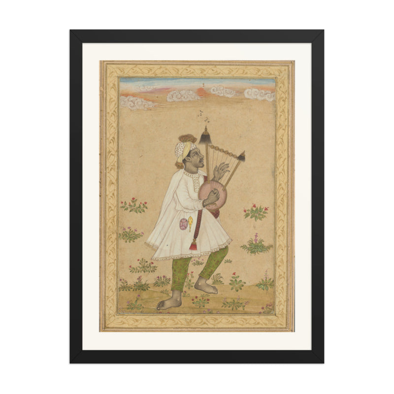 An African Lyre Player — Restored Deccan Wall Art