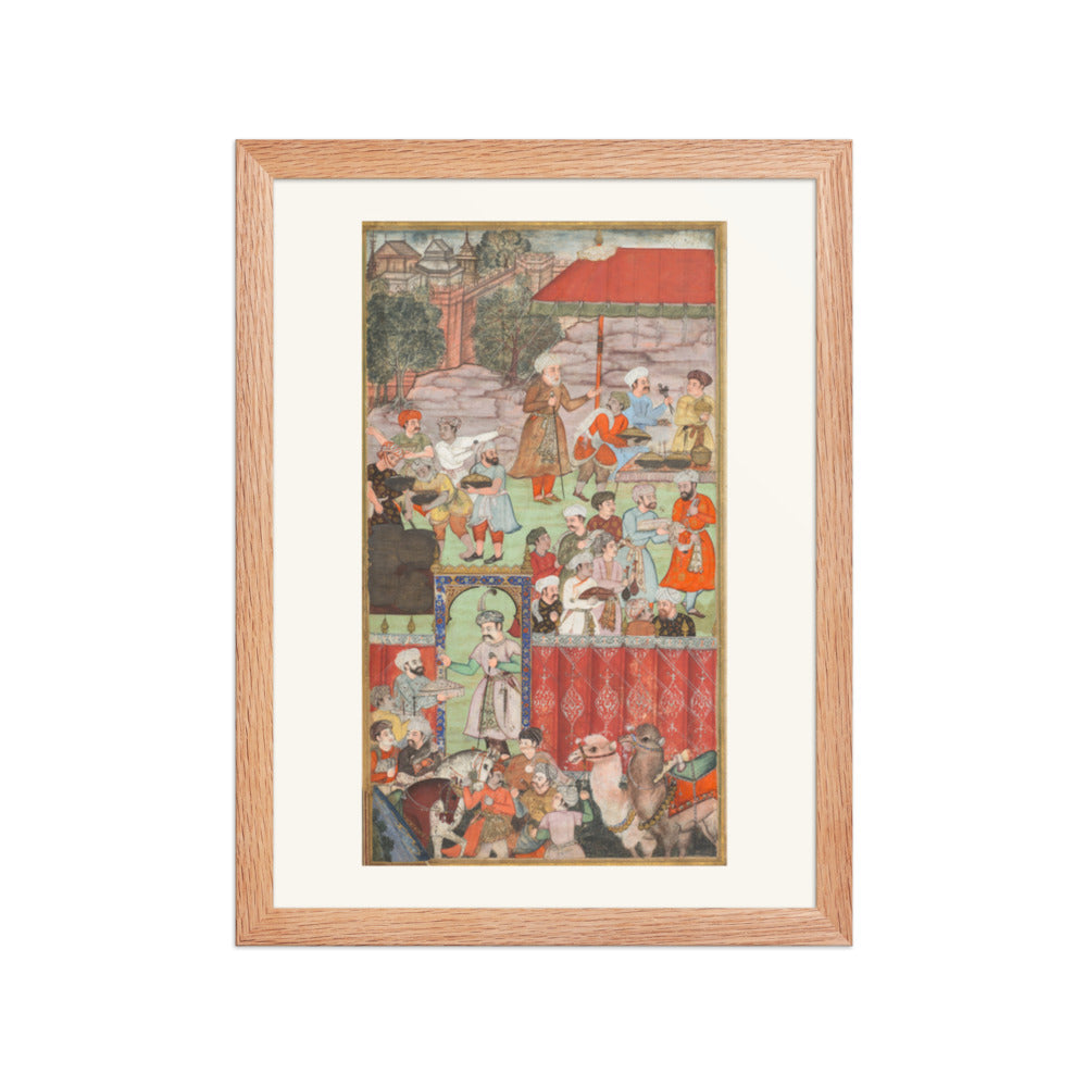 A Feast for Babur at Ghazni, by Basavana, from a Babur-nama — Restored Mughal Wall Art — view 4