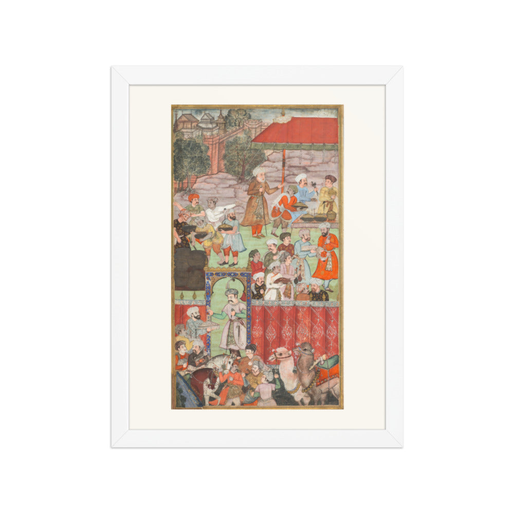A Feast for Babur at Ghazni, by Basavana, from a Babur-nama — Restored Mughal Wall Art — view 6