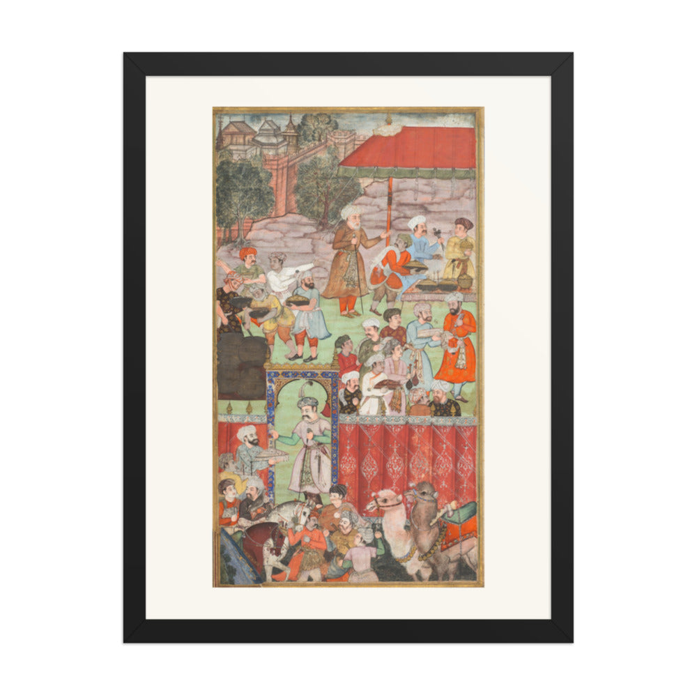A Feast for Babur at Ghazni, by Basavana, from a Babur-nama — Restored Mughal Wall Art — view 1