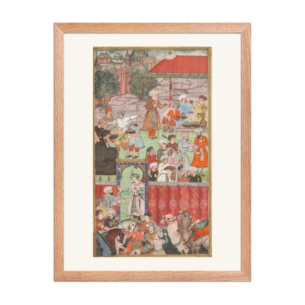 A Feast for Babur at Ghazni, by Basavana, from a Babur-nama — Restored Mughal Wall Art — view 3