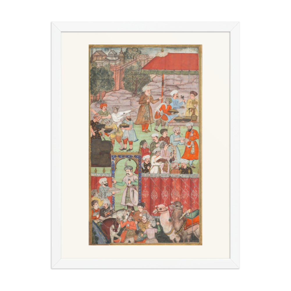 A Feast for Babur at Ghazni, by Basavana, from a Babur-nama — Restored Mughal Wall Art — view 5