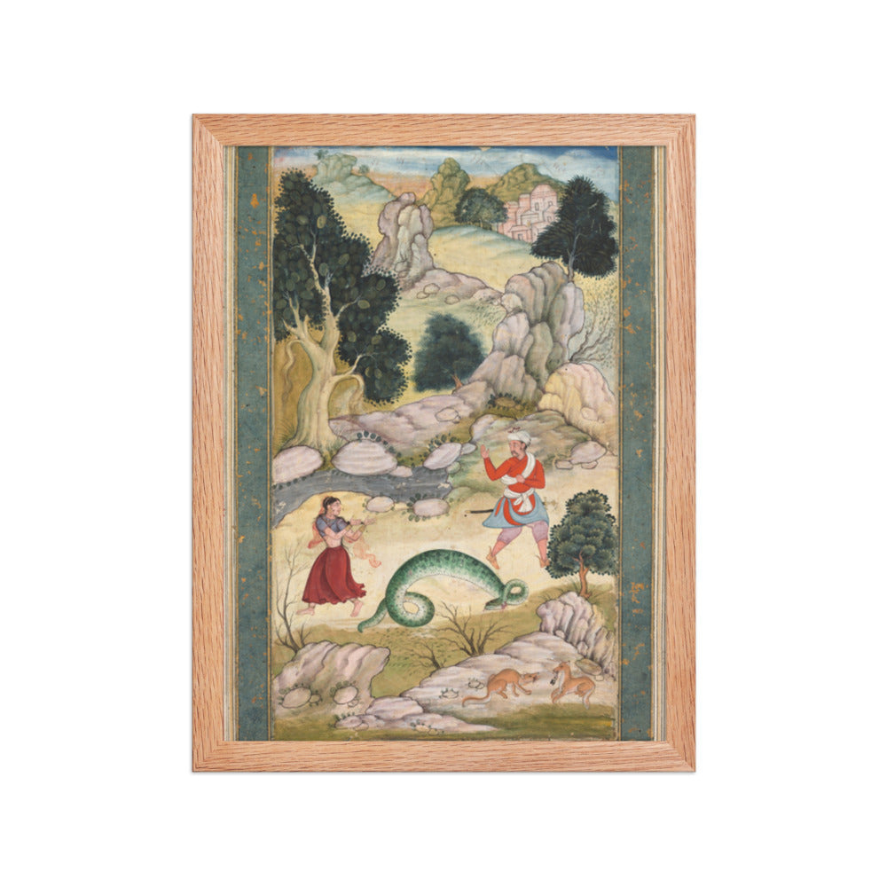 Lovers parting, page from a book of fables — Restored Mughal Wall Art — view 4