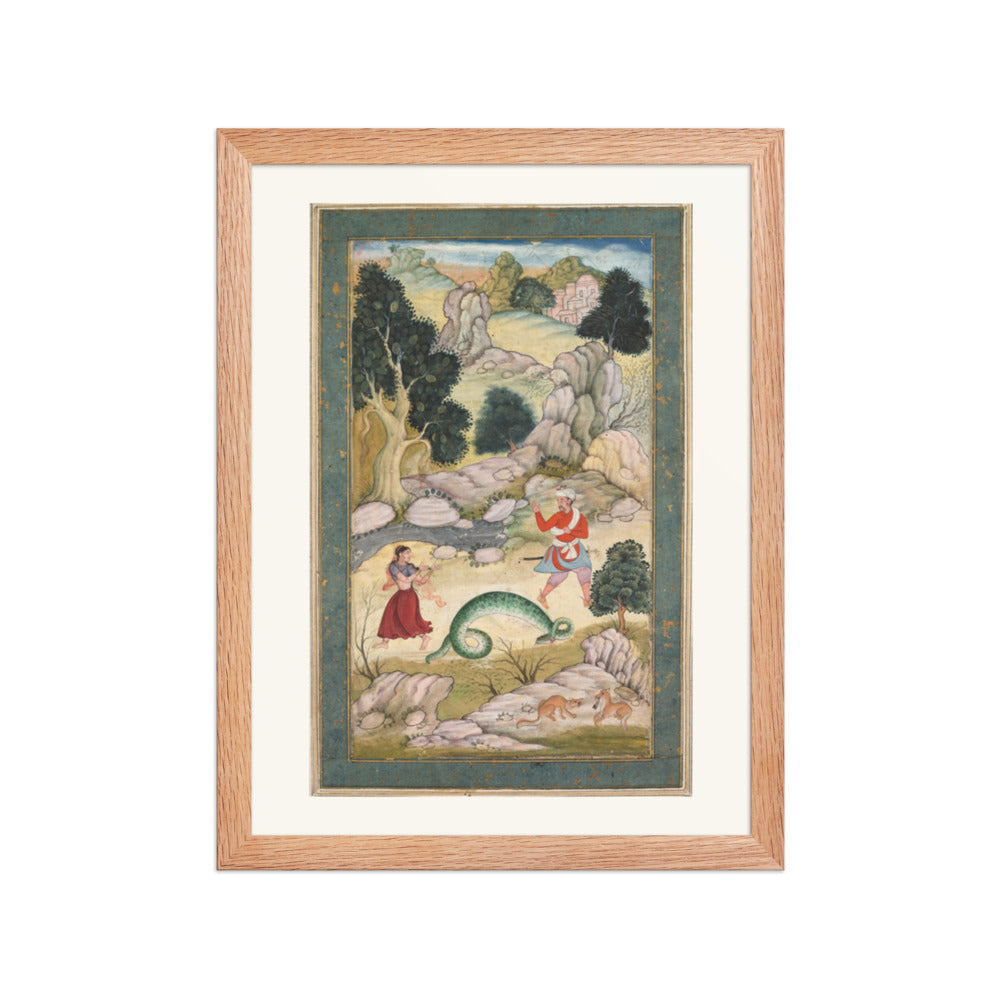 Lovers parting, page from a book of fables — Restored Mughal Wall Art — view 4