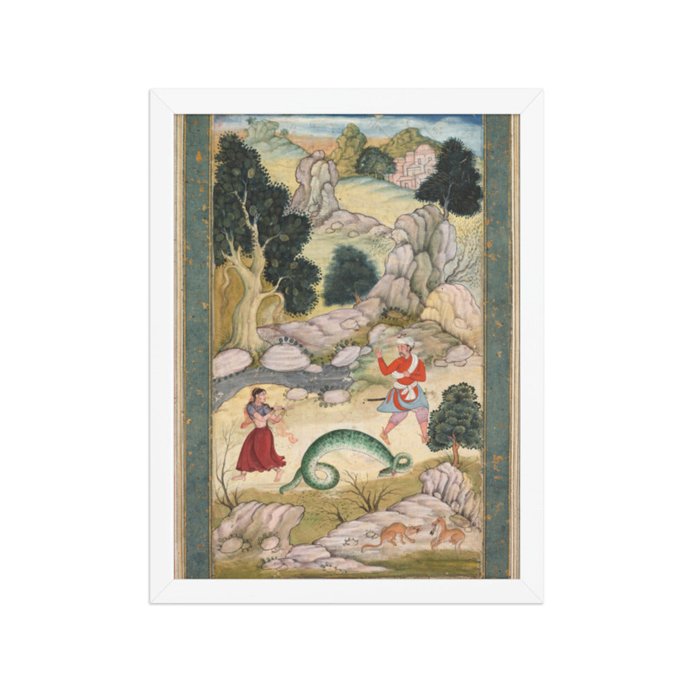 Lovers parting, page from a book of fables — Restored Mughal Wall Art — view 6