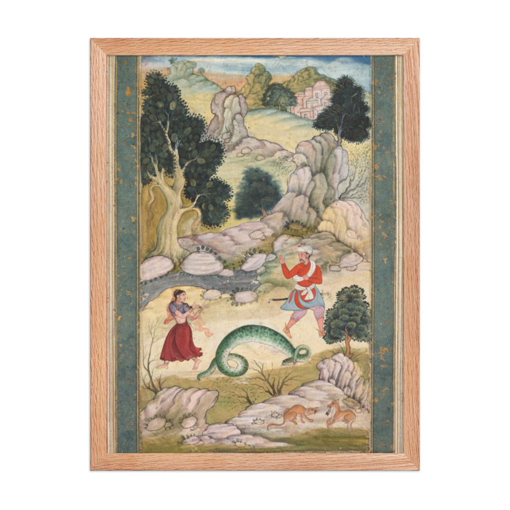 Lovers parting, page from a book of fables — Restored Mughal Wall Art — view 3