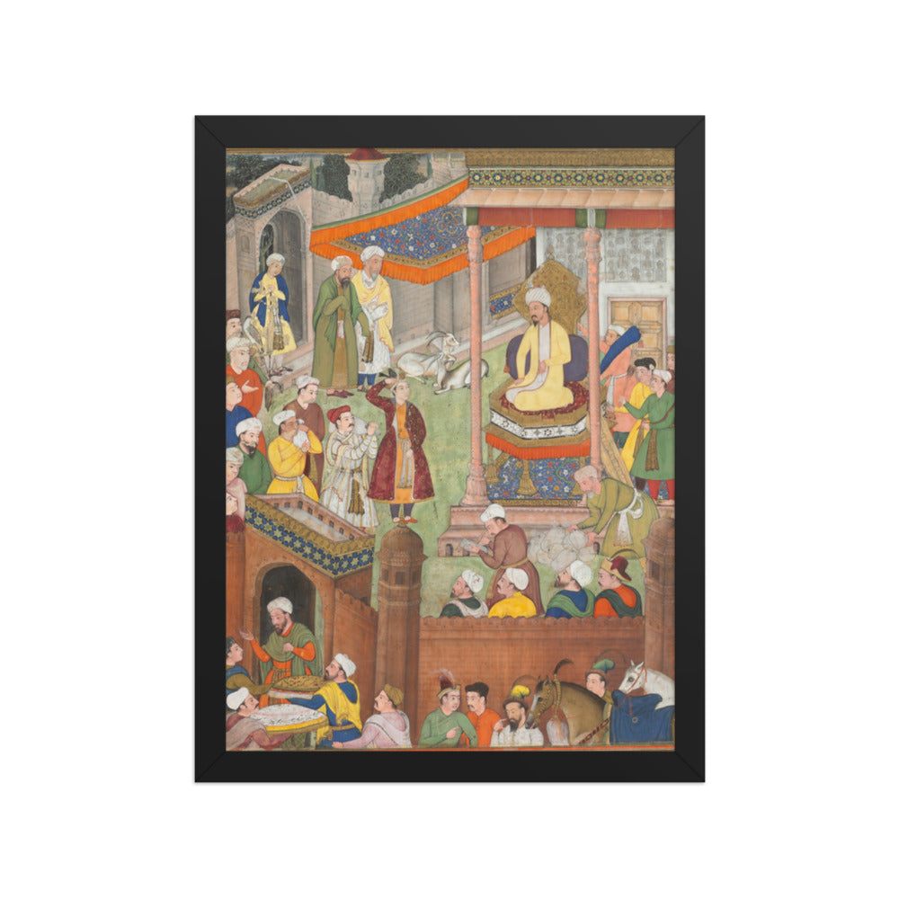 Babur receives booty and Humayun’s salute after the victory over Sultan — Restored Mughal Wall Art — view 2