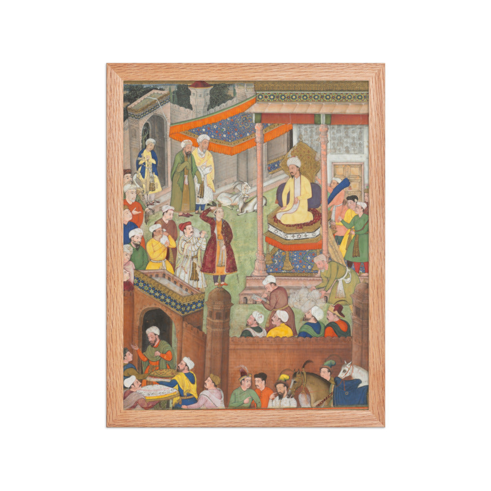 Babur receives booty and Humayun’s salute after the victory over Sultan — Restored Mughal Wall Art — view 4