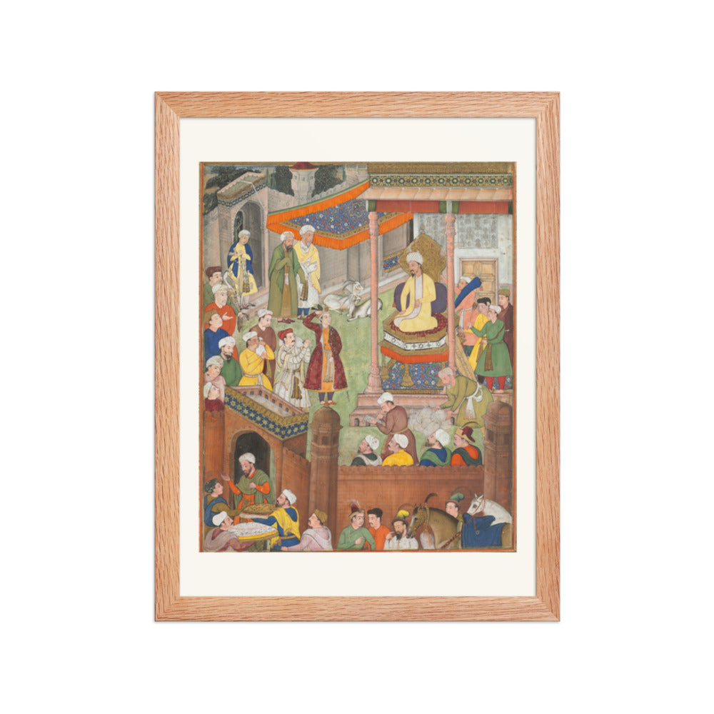 Babur receives booty and Humayun’s salute after the victory over Sultan — Restored Mughal Wall Art — view 4