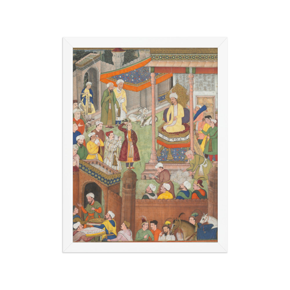 Babur receives booty and Humayun’s salute after the victory over Sultan — Restored Mughal Wall Art — view 6