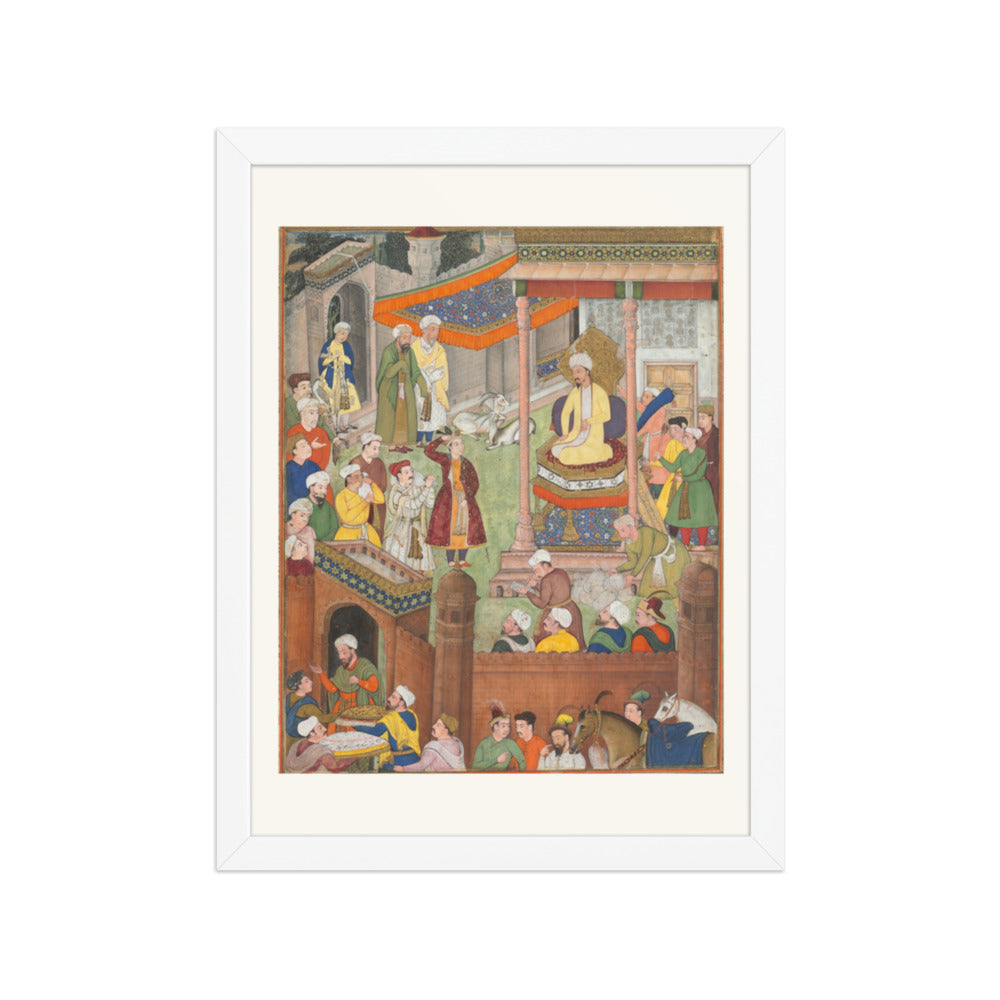 Babur receives booty and Humayun’s salute after the victory over Sultan — Restored Mughal Wall Art — view 6