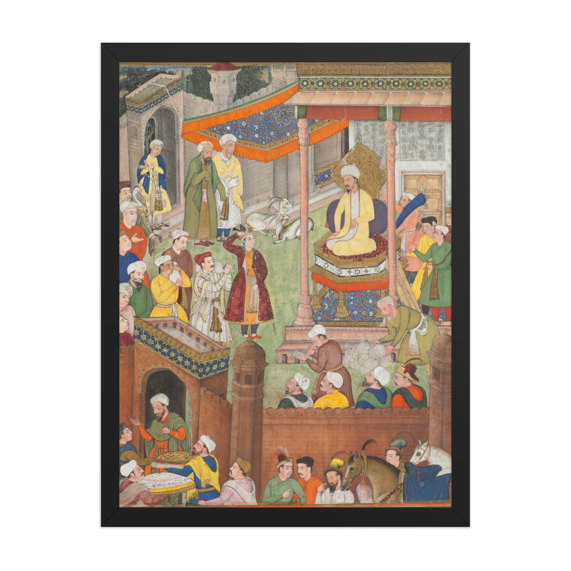 Babur receives booty and Humayun’s salute after the victory over Sultan — Restored Mughal Wall Art