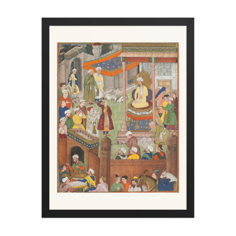 Babur receives booty and Humayun’s salute after the victory over Sultan — Restored Mughal Wall Art