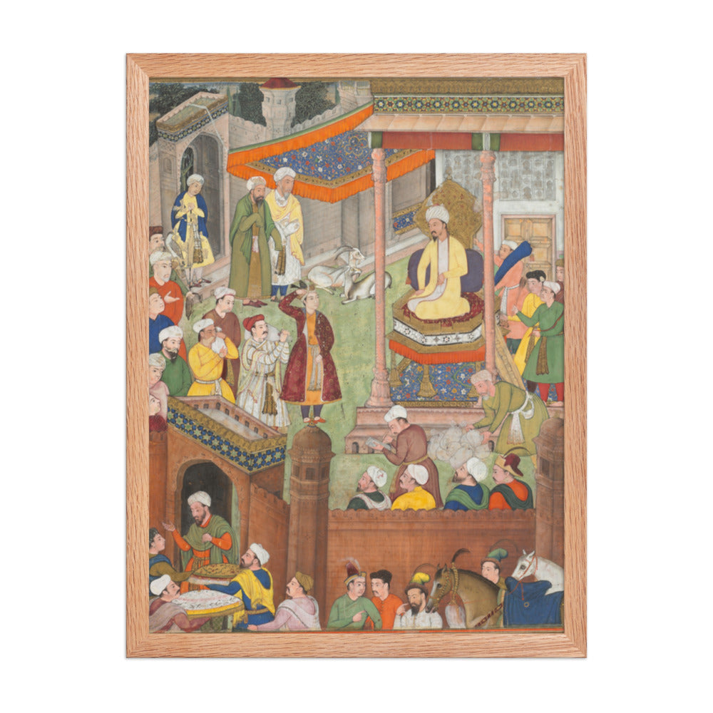 Babur receives booty and Humayun’s salute after the victory over Sultan — Restored Mughal Wall Art — view 3