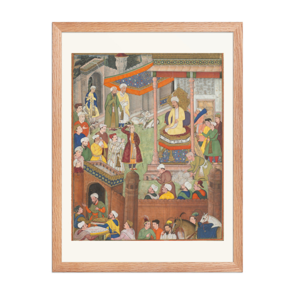Babur receives booty and Humayun’s salute after the victory over Sultan — Restored Mughal Wall Art — view 3