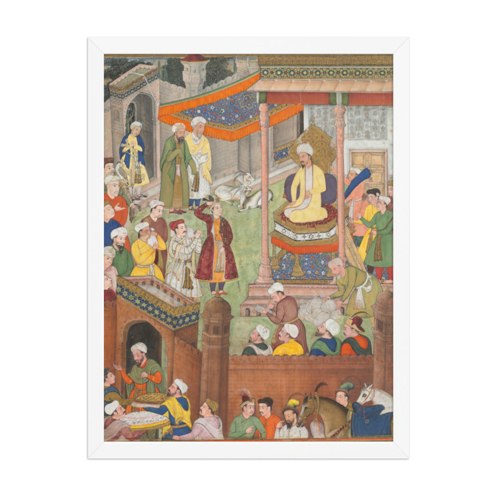 Babur receives booty and Humayun’s salute after the victory over Sultan — Restored Mughal Wall Art — view 5
