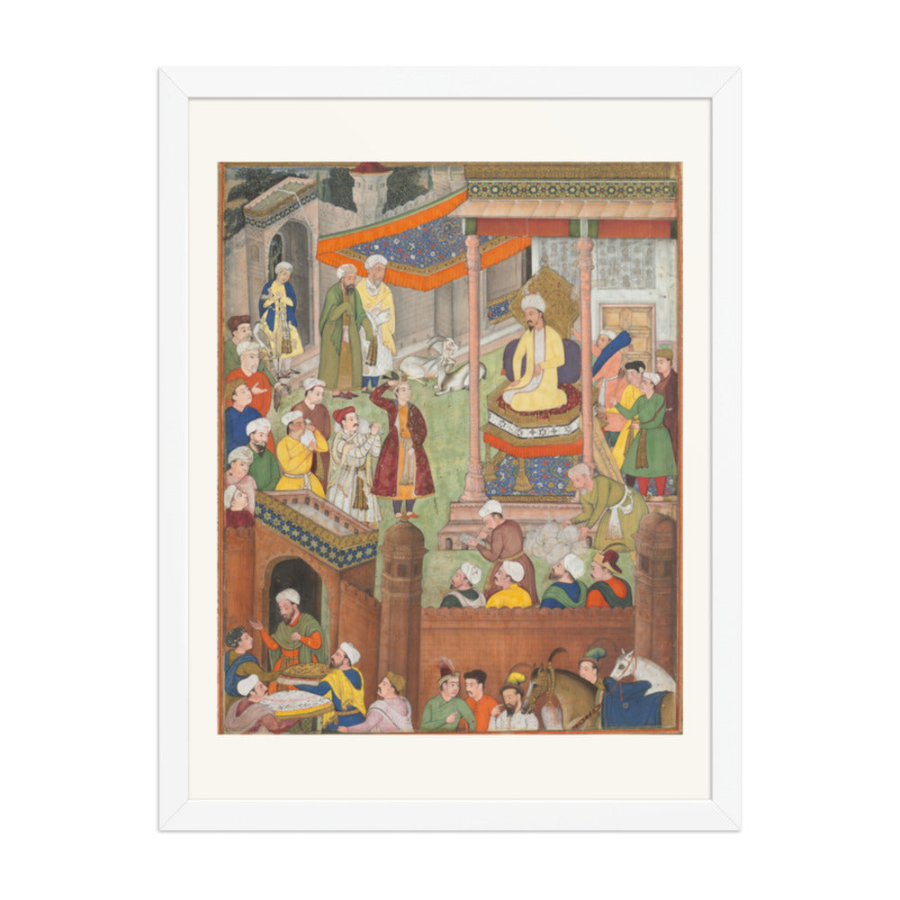 Babur receives booty and Humayun’s salute after the victory over Sultan — Restored Mughal Wall Art — view 5