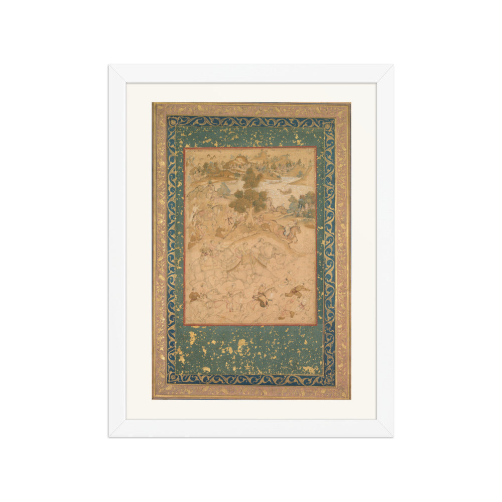 Akbar Supervising the Capture of Wild Elephants, from an Akbar-nama — Restored Mughal Wall Art — view 6