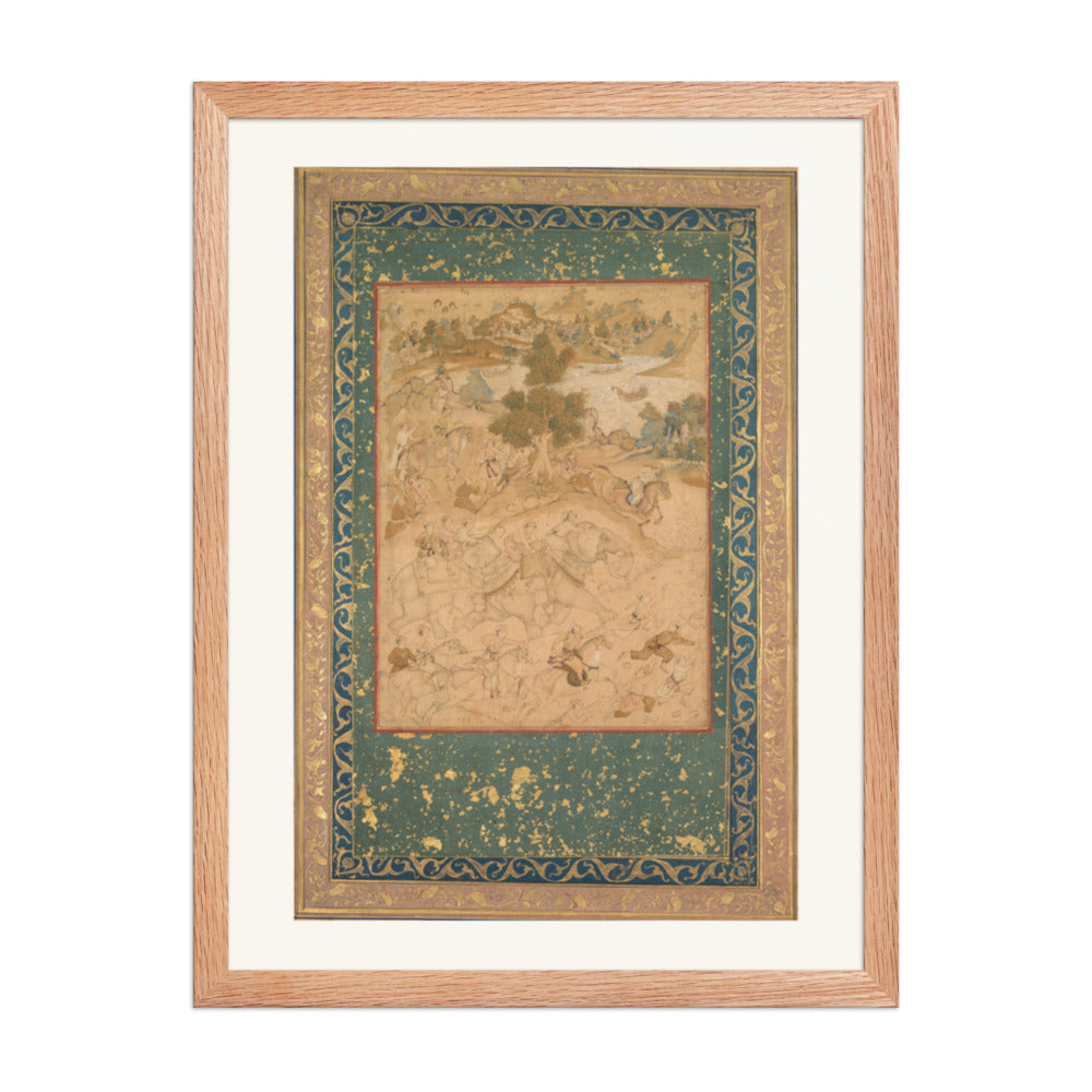 Akbar Supervising the Capture of Wild Elephants, from an Akbar-nama — Restored Mughal Wall Art — view 3