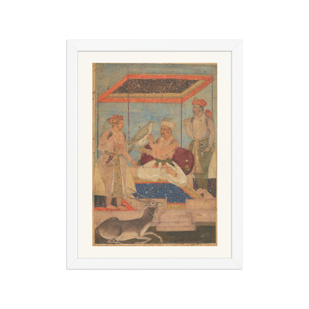 Akbar and Jahangir Examine a Falcon — Restored Mughal Wall Art — view 6
