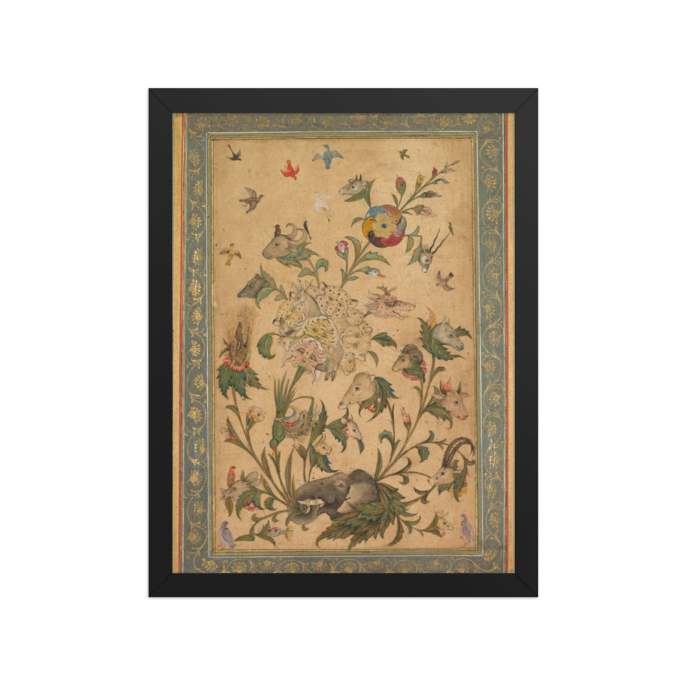 A floral fantasy of animals and birds (Waq-waq) — Restored Mughal Wall Art — view 2