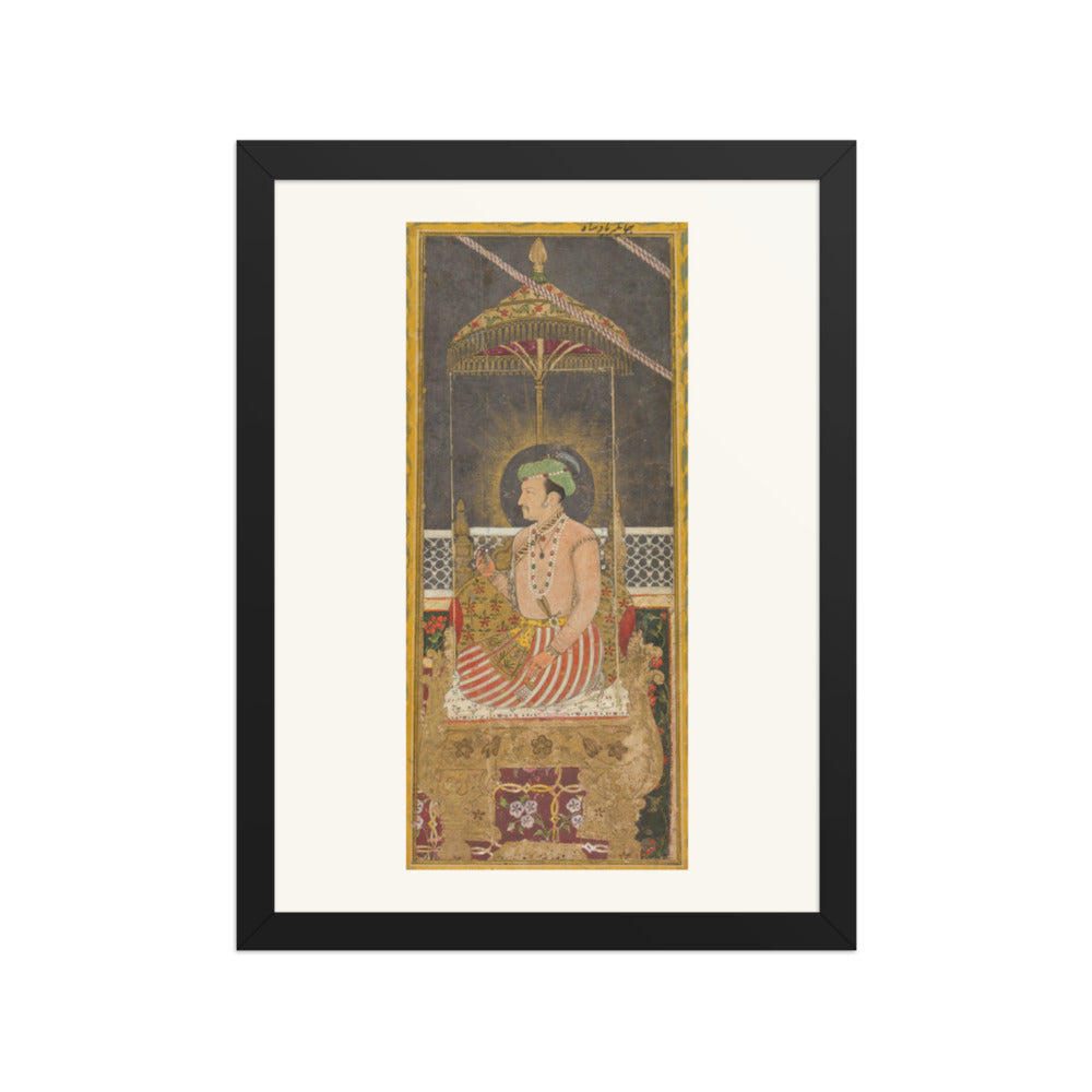 Emperor Jahangir under a Canopy — Restored Mughal Wall Art — view 2