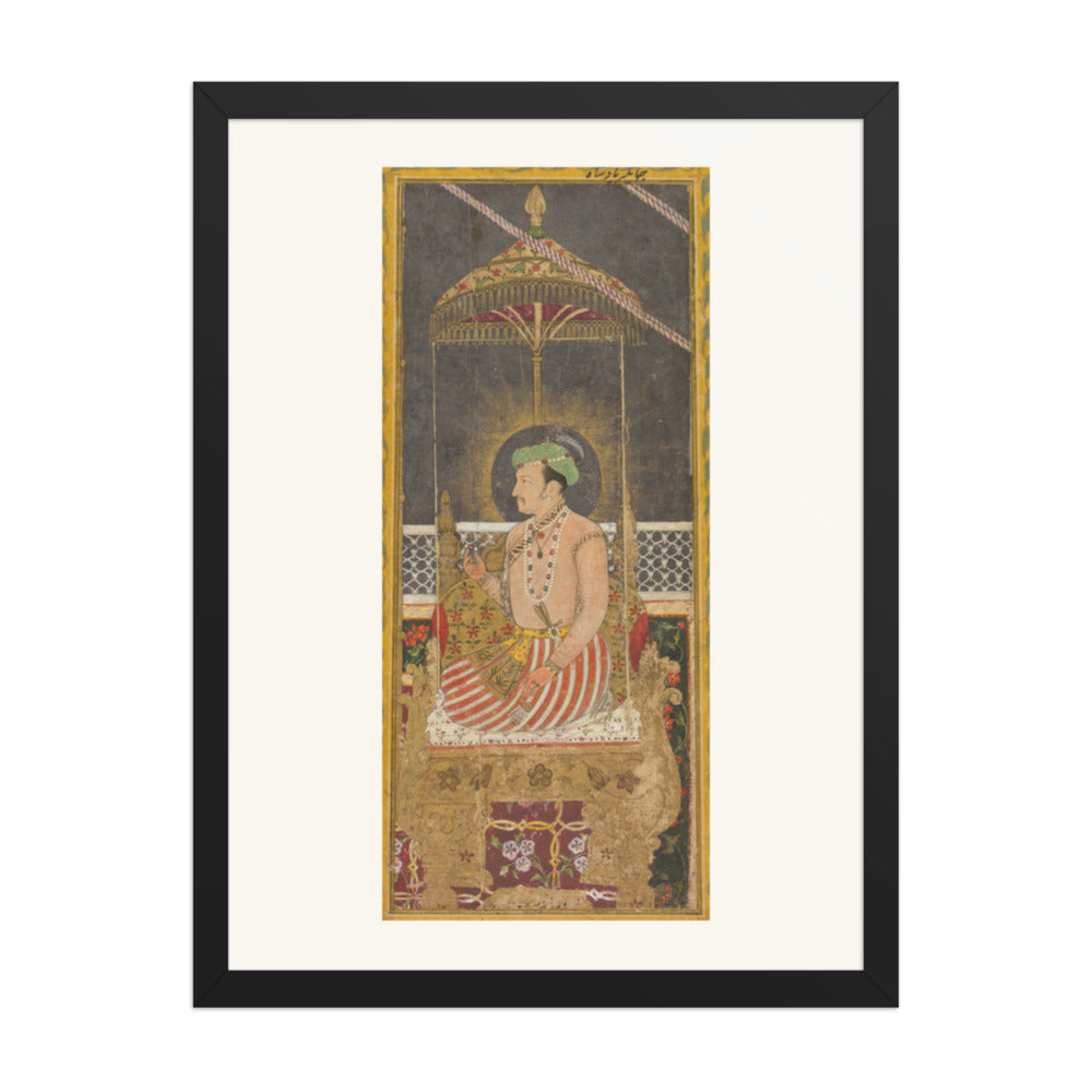 Emperor Jahangir under a Canopy — Restored Mughal Wall Art — view 1