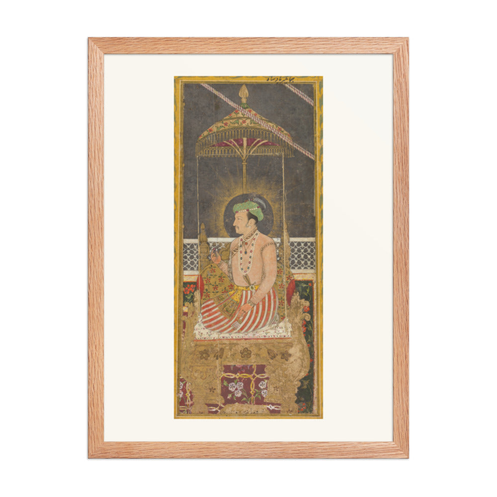 Emperor Jahangir under a Canopy — Restored Mughal Wall Art — view 3