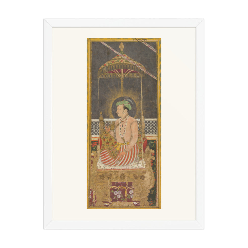 Emperor Jahangir under a Canopy — Restored Mughal Wall Art — view 5